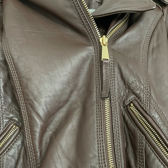 Soft & Comfy Leather Bomber Jacket with Faux Fur - Picture 4 of 9